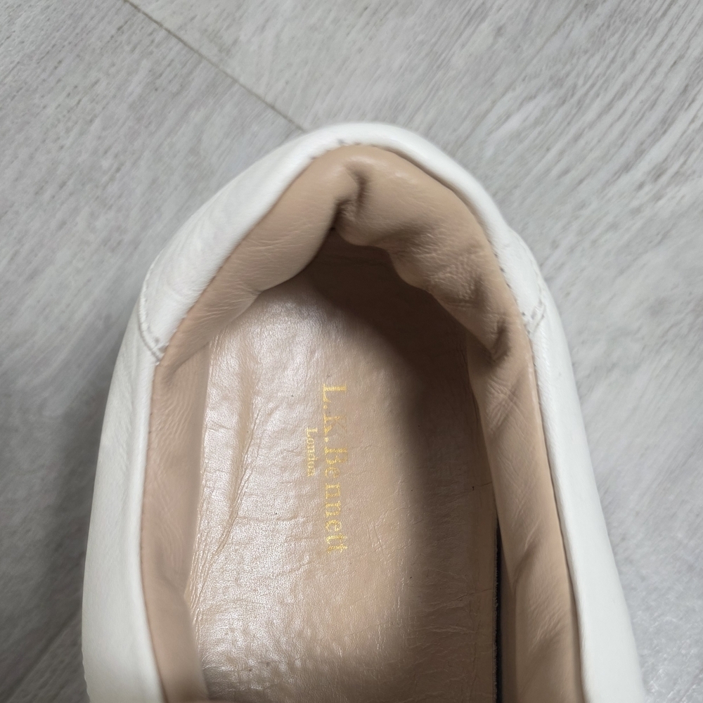 L.K. Bennett London White Leather Sneakers Gold Silver Detail Size 40 Women - Picture 7 of 9
